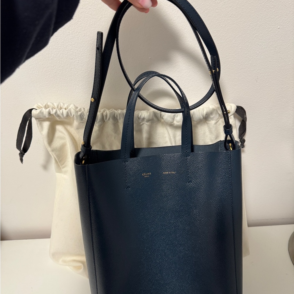 Celine Dark Blue Leather Tote Bag